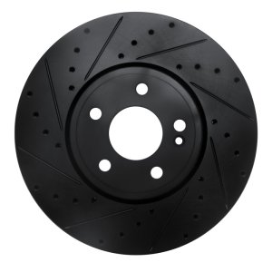Mercedes-Benz A220 Brake Rotor (1) - Front Left - R1 Concepts - Drilled & Slotted - Black - `19-`26